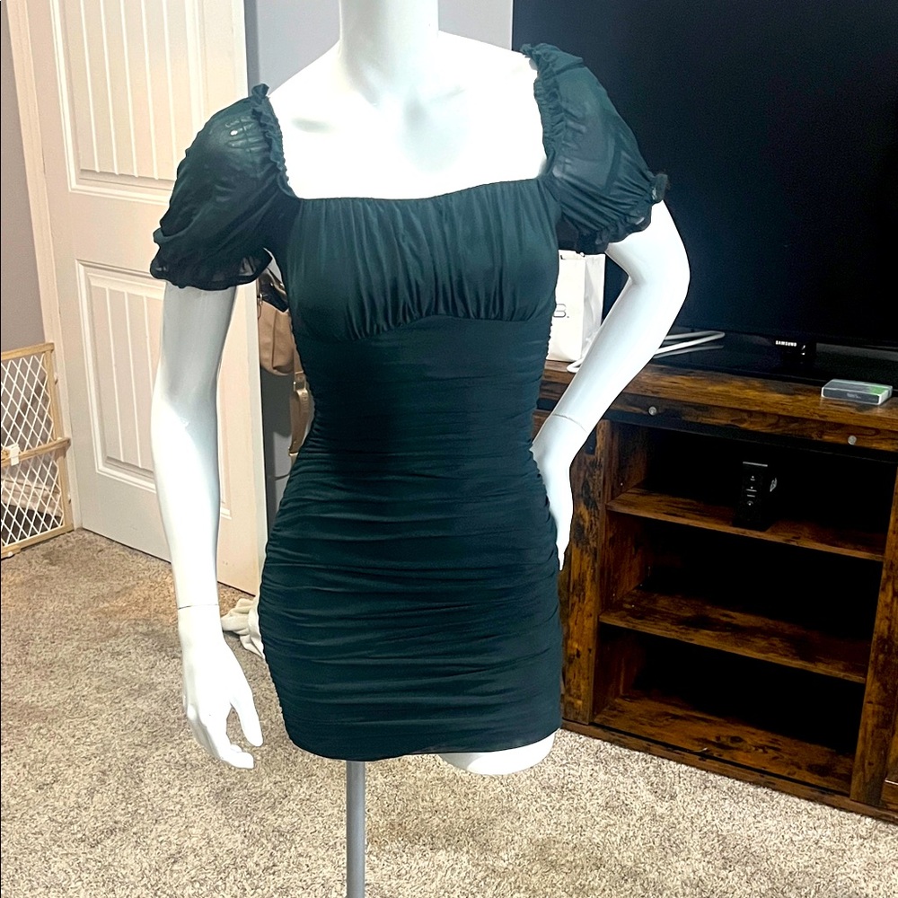 Windsor Black Ruched Mini Dress